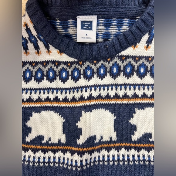 Janie and Jack Polar Bear Fair Isle Sweater Size 4 - Picture 3 of 3